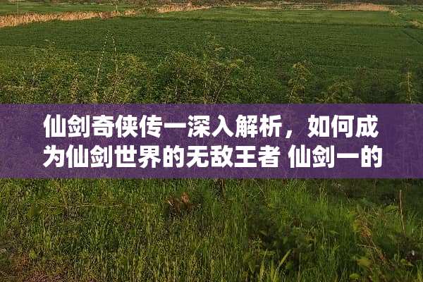 仙剑奇侠传一深入解析，如何成为仙剑世界的无敌王者 仙剑一的游戏攻略