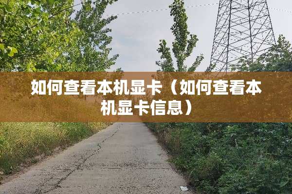 如何查看本机显卡（如何查看本机显卡信息）