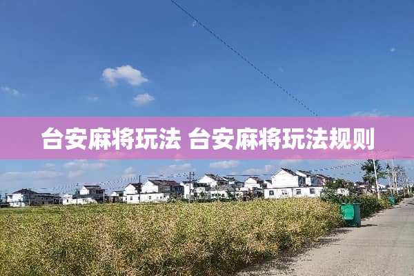 台安**玩法 台安**玩法规则