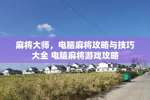 **大师，电脑**攻略与技巧大全 电脑**游戏攻略