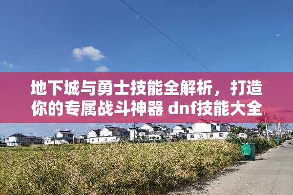 **城与勇士技能全解析，打造你的专属战斗神器 dnf技能大全