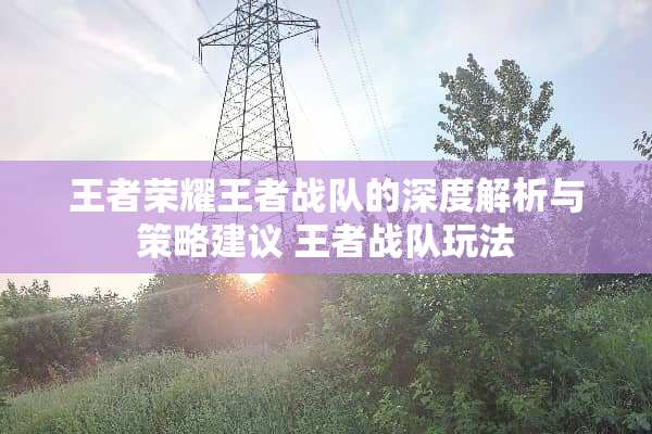 王者荣耀王者战队的深度解析与策略建议 王者战队玩法