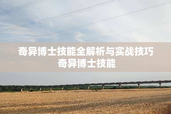 奇异博士技能全解析与实战技巧 奇异博士技能