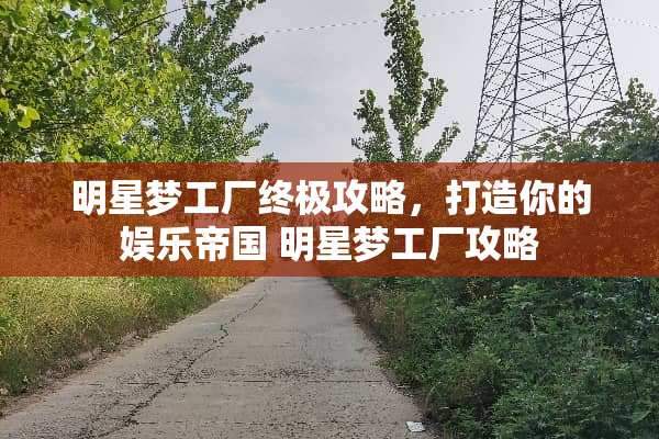 明星梦工厂终极攻略，打造你的娱乐帝国 明星梦工厂攻略