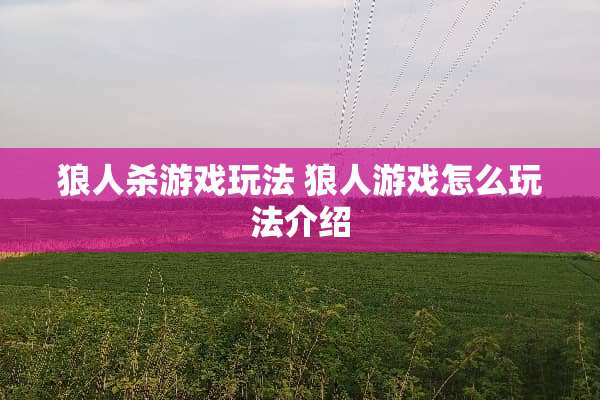 狼人杀游戏玩法 狼人游戏怎么玩法介绍