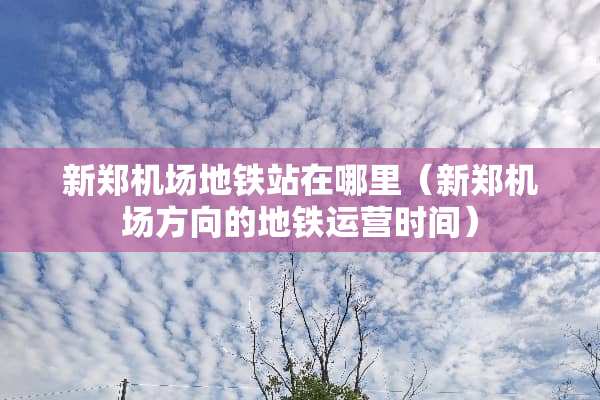 新郑机场地铁站在哪里（新郑机场方向的地铁运营时间）