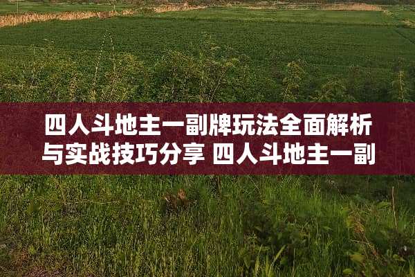 四人***一副牌玩法全面解析与实战技巧分享 四人***一副牌玩法