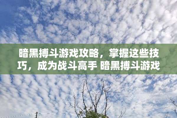 暗黑搏斗游戏攻略，掌握这些技巧，成为战斗高手 暗黑搏斗游戏攻略