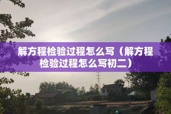解方程检验过程怎么写（解方程检验过程怎么写初二）