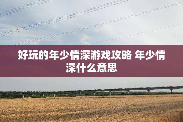 好玩的年少情深游戏攻略 年少情深什么意思