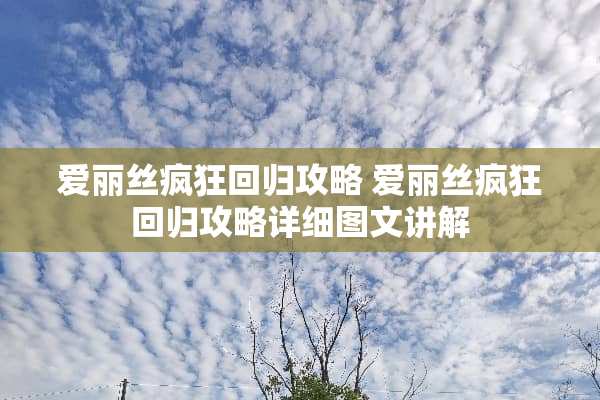 爱丽丝疯狂回归攻略 爱丽丝疯狂回归攻略详细图文讲解