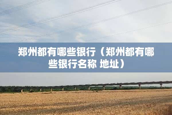 郑州都有哪些银行（郑州都有哪些银行名称 地址）