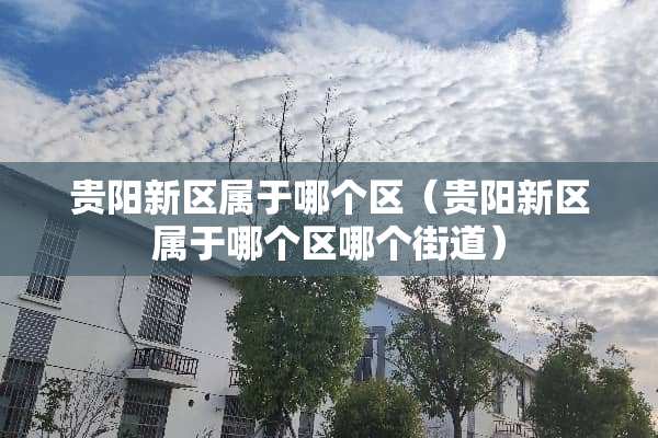 贵阳新区属于哪个区（贵阳新区属于哪个区哪个街道）