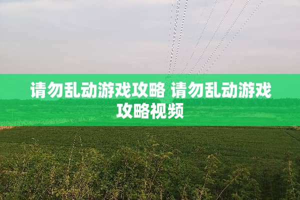 请勿乱动游戏攻略 请勿乱动游戏攻略视频