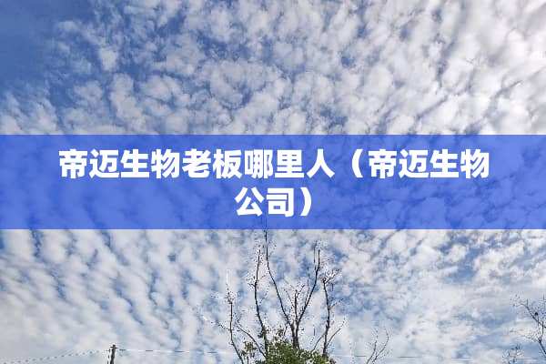 帝迈生物老板哪里人（帝迈生物公司）