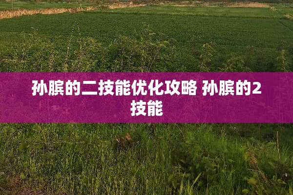 孙膑的二技能优化攻略 孙膑的2技能