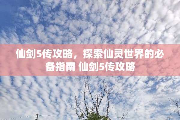 仙剑5传攻略，探索仙灵世界的必备指南 仙剑5传攻略