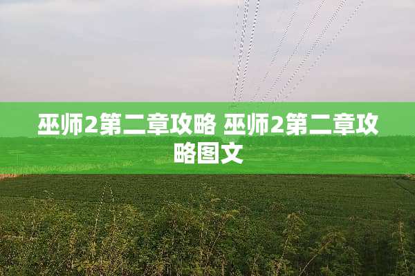巫师2第二章攻略 巫师2第二章攻略图文
