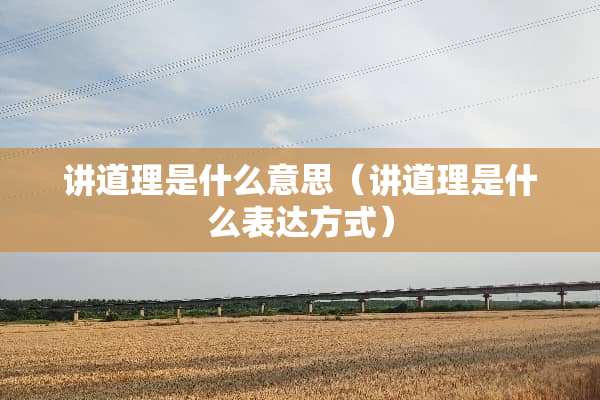 讲道理是什么意思（讲道理是什么表达方式）