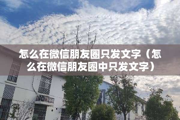 怎么在微信朋友圈只发文字（怎么在微信朋友圈中只发文字）