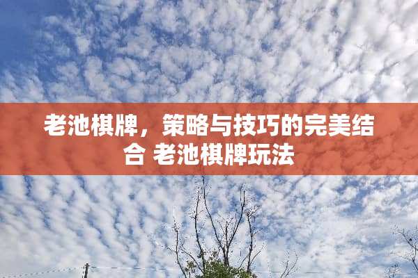 老池**，策略与技巧的完美结合 老池**玩法