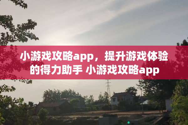 小游戏攻略app，提升游戏体验的得力助手 小游戏攻略app