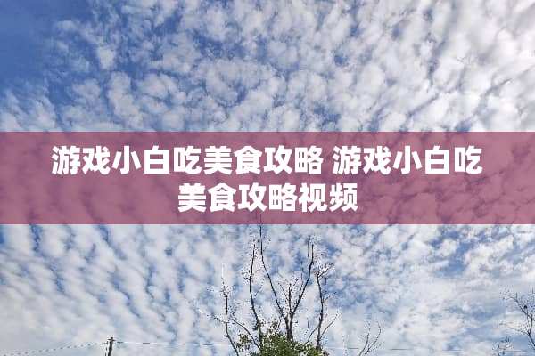游戏小白吃美食攻略 游戏小白吃美食攻略视频