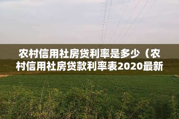 农村信用社房贷利率是多少（农村信用社房贷款利率表2020最新版）