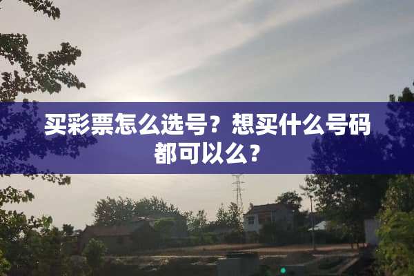 买**怎么选号？想买什么号码都可以么？