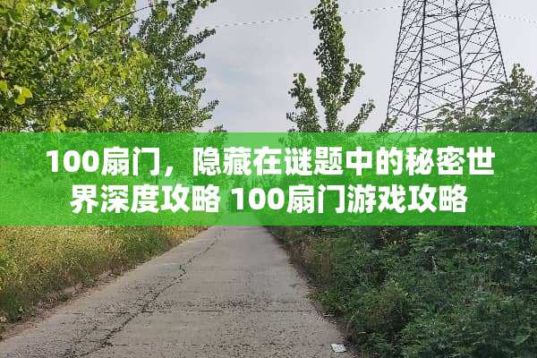 100扇门，隐藏在谜题中的秘密世界深度攻略 100扇门游戏攻略