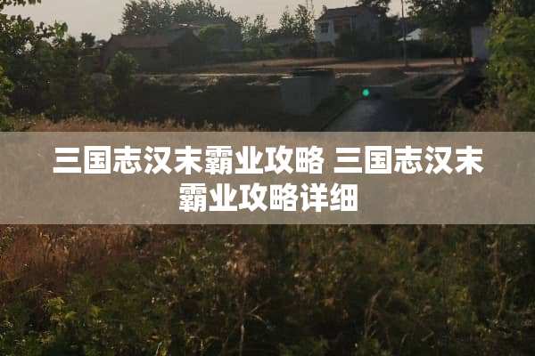 三国志汉末霸业攻略 三国志汉末霸业攻略详细