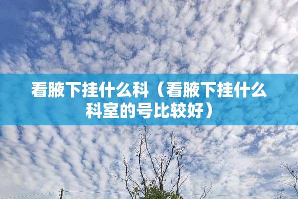 看腋下挂什么科（看腋下挂什么科室的号比较好）
