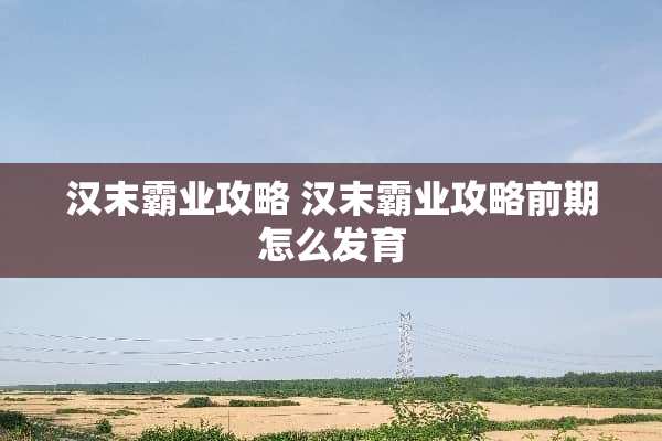 汉末霸业攻略 汉末霸业攻略前期怎么发育