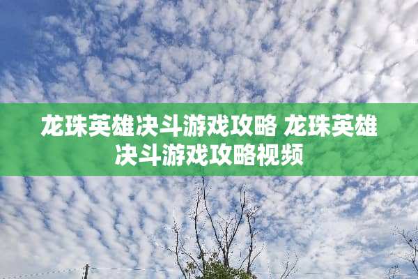 龙珠英雄决斗游戏攻略 龙珠英雄决斗游戏攻略视频