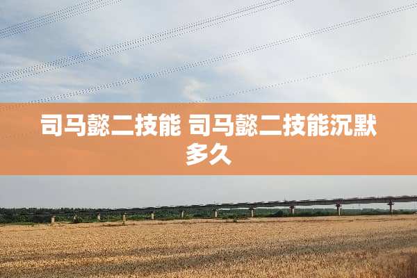 司马懿二技能 司马懿二技能沉默多久