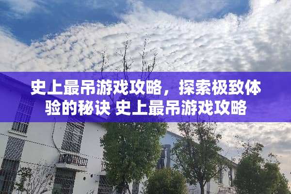 史上最吊游戏攻略，探索极致体验的秘诀 史上最吊游戏攻略