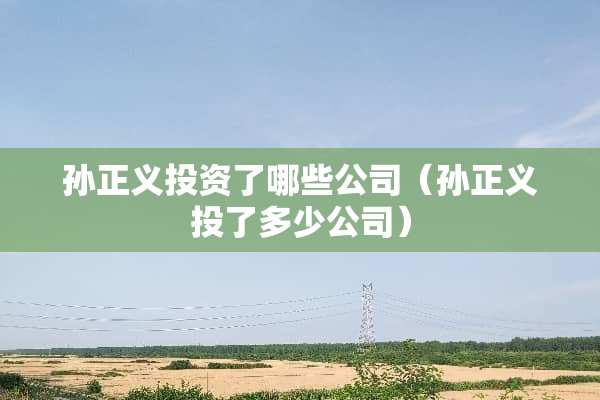 孙正义投资了哪些公司（孙正义投了多少公司）
