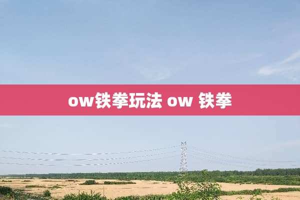 ow铁拳玩法 ow 铁拳