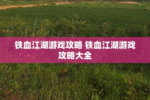 铁血江湖游戏攻略 铁血江湖游戏攻略大全