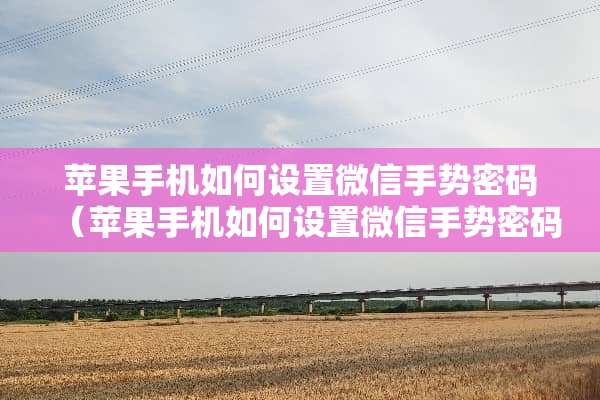 苹果手机如何设置微信手势密码（苹果手机如何设置微信手势密码锁）