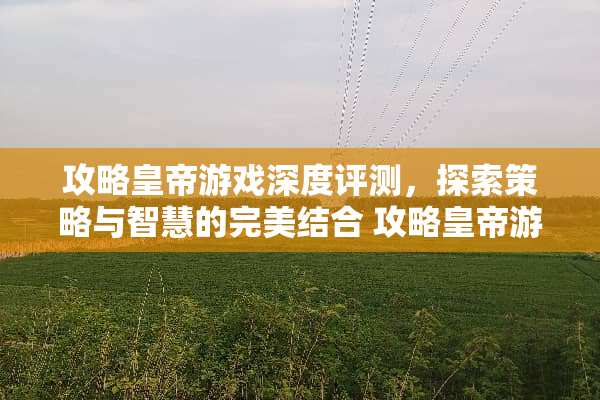 攻略皇帝游戏深度评测，探索策略与智慧的完美结合 攻略皇帝游戏推荐
