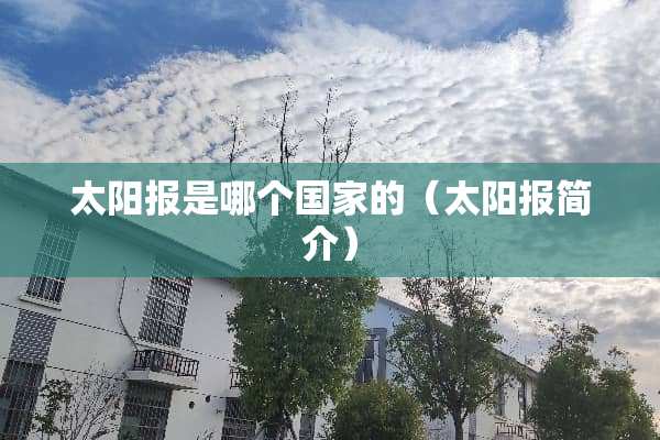 太阳报是哪个国家的（太阳报简介）