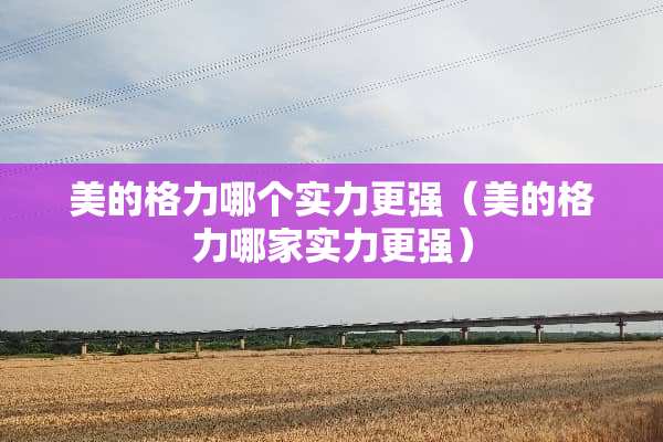 美的格力哪个实力更强（美的格力哪家实力更强）
