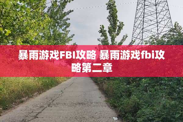 暴雨游戏FBI攻略 暴雨游戏fbi攻略第二章