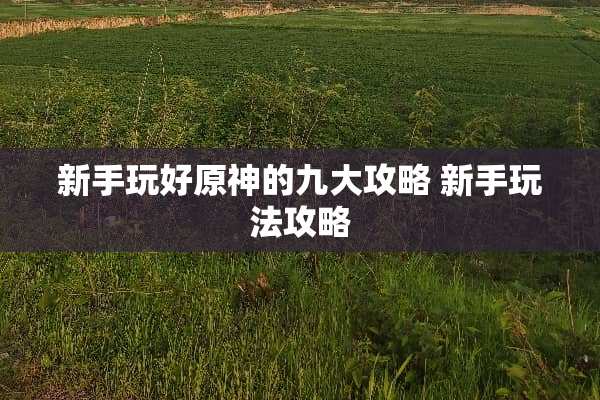 新手玩好原神的九大攻略 新手玩法攻略