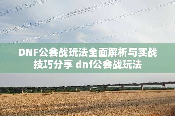 DNF公会战玩法全面解析与实战技巧分享 dnf公会战玩法