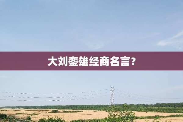 大刘銮雄经商名言？
