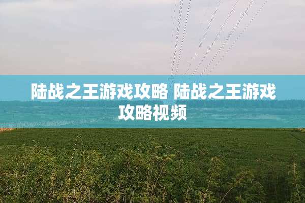 陆战之王游戏攻略 陆战之王游戏攻略视频