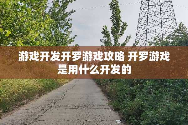 游戏开发开罗游戏攻略 开罗游戏是用什么开发的