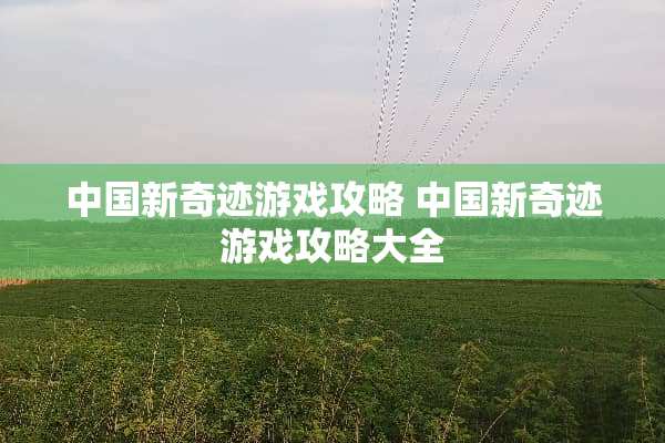 中国新奇迹游戏攻略 中国新奇迹游戏攻略大全